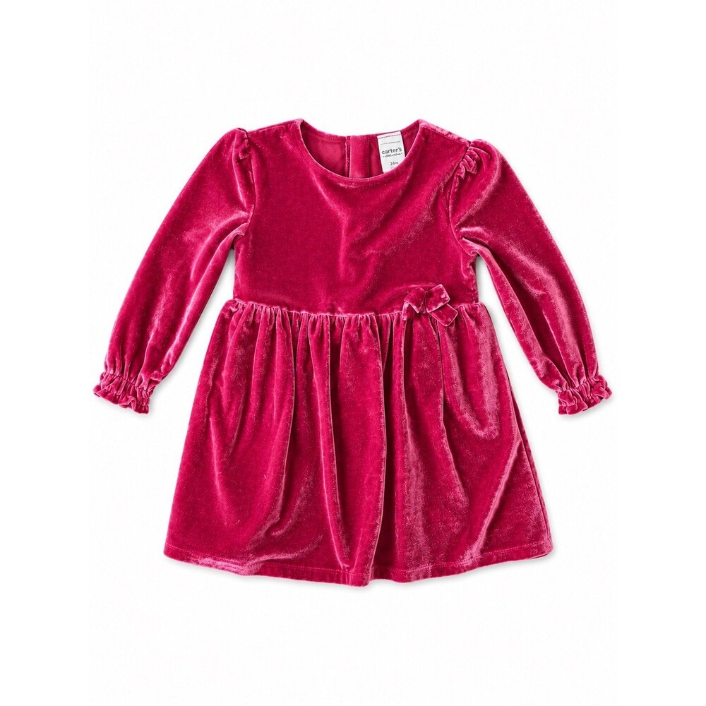 Carter’s Child of Mine Raspberry Pink Velvet Dress | 24M Special Occasion Outfit